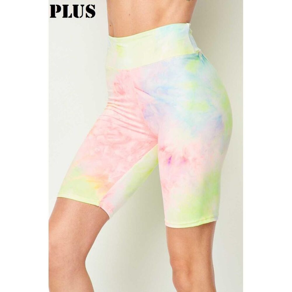 World of Leggings Buttery Smooth Pastel Tie Dye High Waisted Plus Size Biker